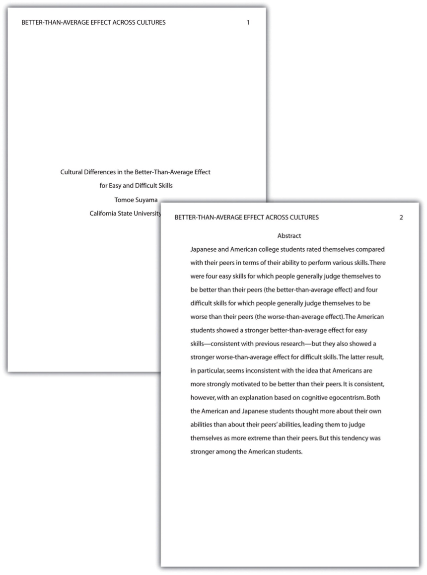 Title Page and Abstract. This student paper does not include the author note on the title page. The abstract appears on its own page.