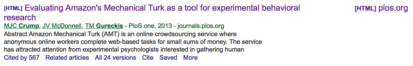 Example search result from Google Scholar